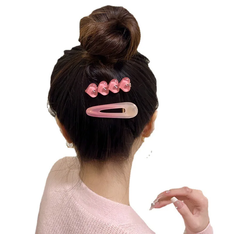 New Y2k Pink Sweet Small Hairpin with Cute Side Clip Girl Heart Duck Mouth BB Clip Bang Clip Headwear Hair Accessories Headdress