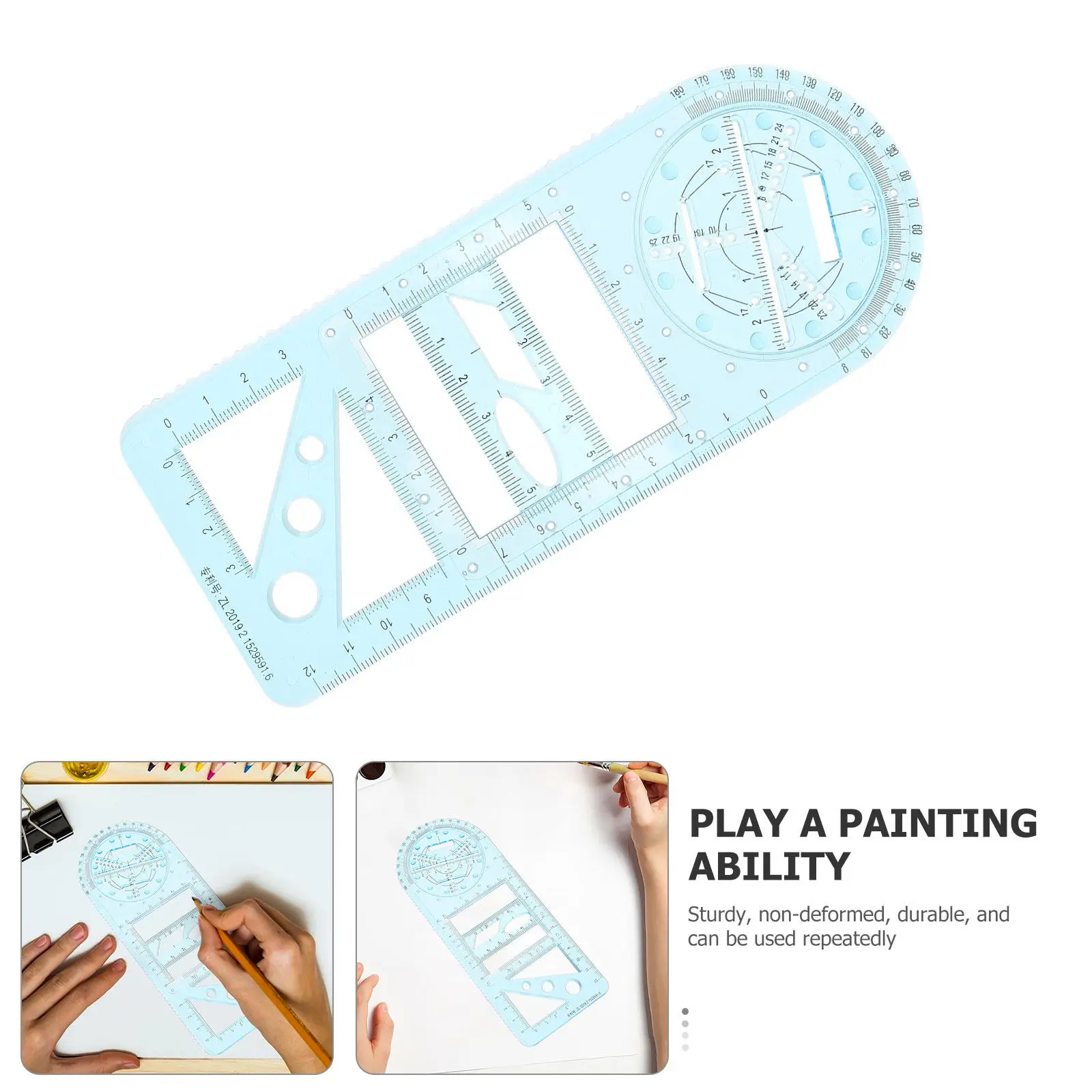 Geometric Drawing Template Ruler Set Multifunction Math Drafting Measuring Tool for Students School Exams