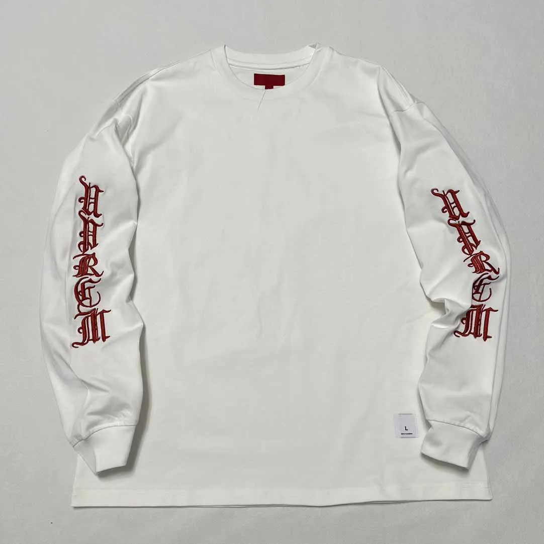 FW24 Old English Embroidery Women Men L/S T shirts Tees Hiphop Streetwear Loose Fit Men Casual Cotton Long Sleeve T shirt