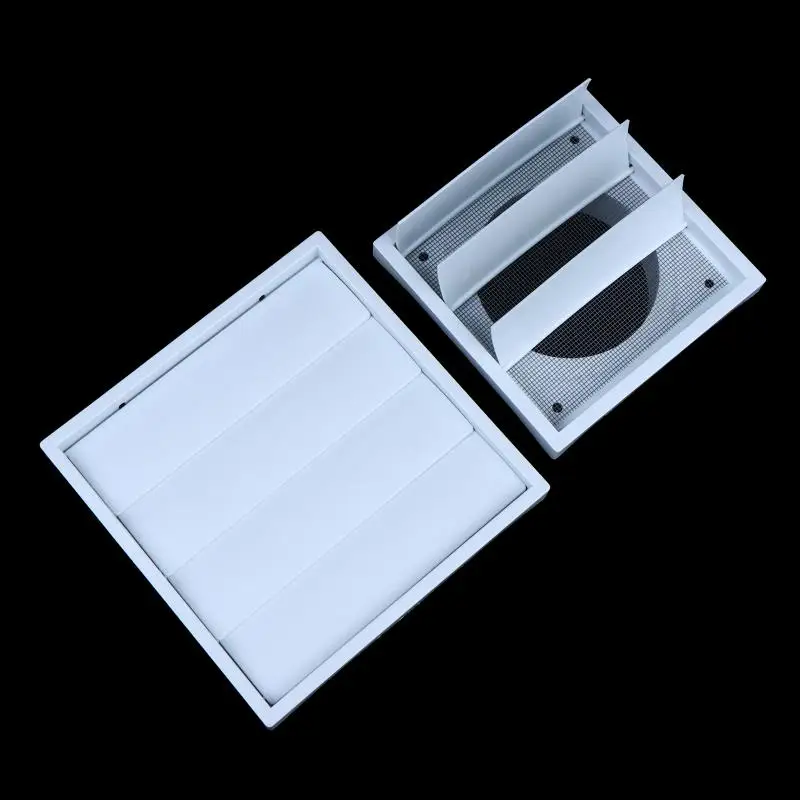 Vent Cover Grille White Plastic One-Directional Exhaust With Screen Hood Cap Systems