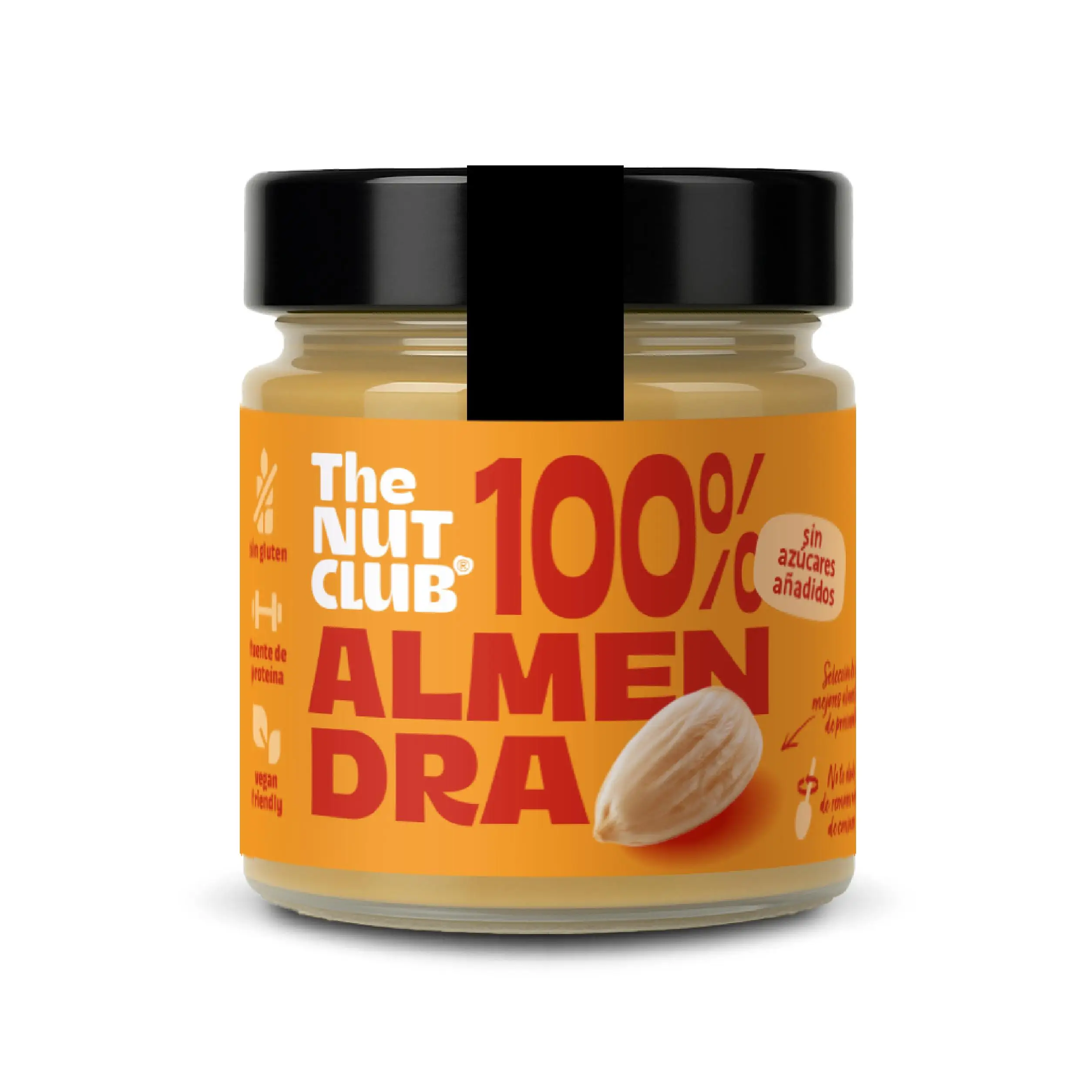 Crema de almendras pura, almond butter, sin gluten, fuente de proteinas, vegana, sin azúcares añadidos. 180g  The Nut Club