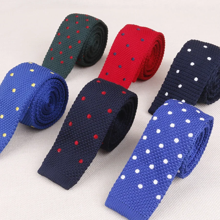 HOT Knitted Embroidered Tie Narrow Skinnynecktie 5 Cm Flat Head Anchor Star Men Accessories Wedding Party Banquet Neckties