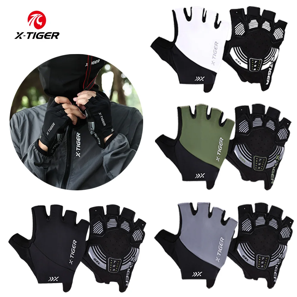 

X-TIGER Professional Cycling Gloves Men Women Breathable Damping MTB Road Bike Gloves Non-slip Half Finger Bicycle Gloves