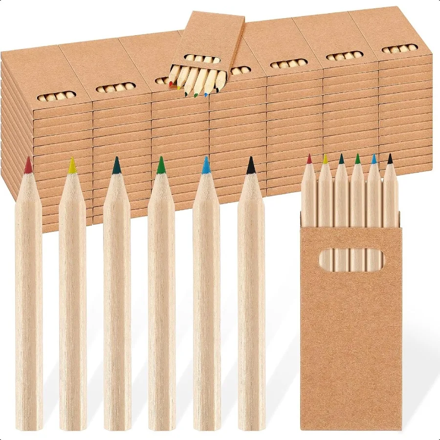 

Mini Drawing Colored Pencils for 3.5 Inch Portable Short Fat 6 Different color Pre Sharpened Pencils in Bulk for Painting Class