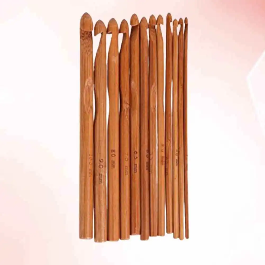 Bamboo Knitting and Crochet Needle Set – 12-Piece Smooth Lightweight Hand Knitting Tools for Sweaters, Scarves, Carpets