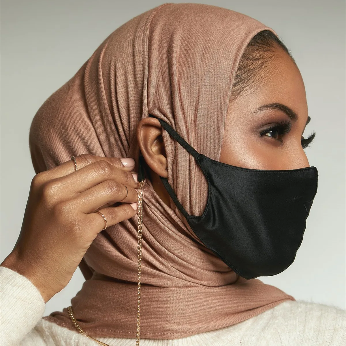 Hijabs Headphone e Óculos Hijabs, Muçulmano Lenço, Pronto para Vestir, Sports Head Wraps, Algodão, Islam Headphone, Nova Jersey, 2023