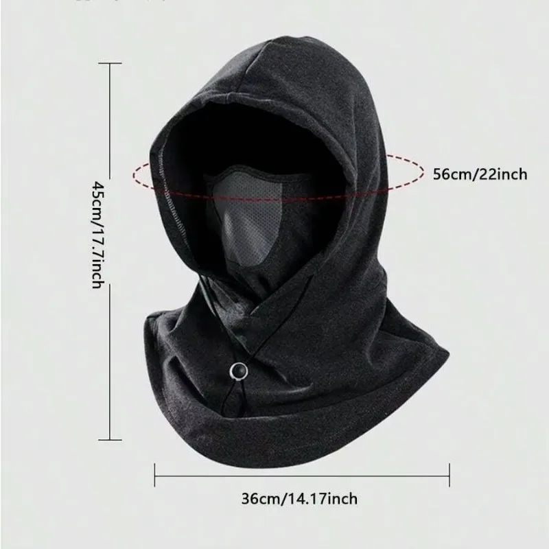 Unisex Winter Balaclava Knit Hood - Windproof Mask with Drawstring, Motorcycle Riding Headgea Warm Knitted Cap Cold Weather