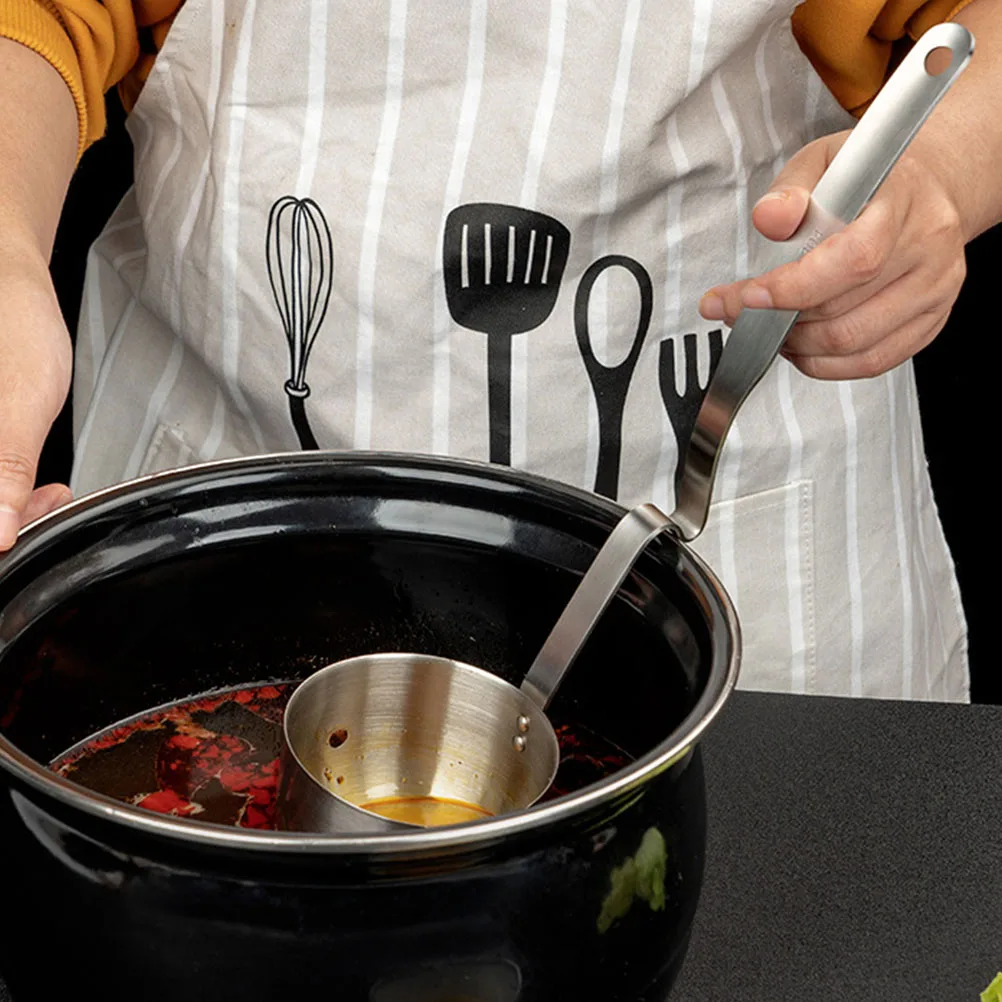 

Stainless Steel Oil Filter Spoon Grease Strainer Soup Ladle Kitchen Tool Silver Color Practical Use Healthier Eating Oil