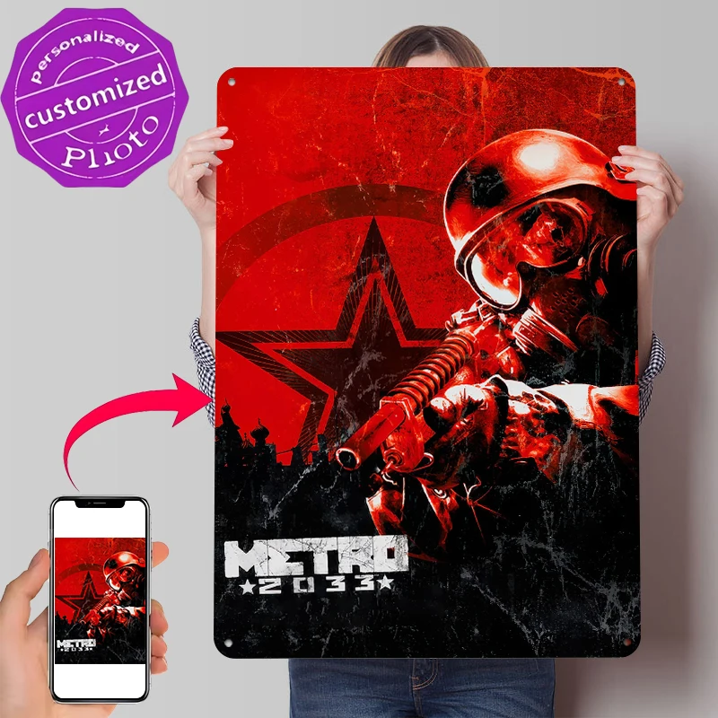 Metro 2033 Soldat Gedrucktes Poster, personalisierte Wandkunst, Retro-Vintage-Metallblechschilder für Heimdekoration, Zimmer, Kaffeebar, Zubehör