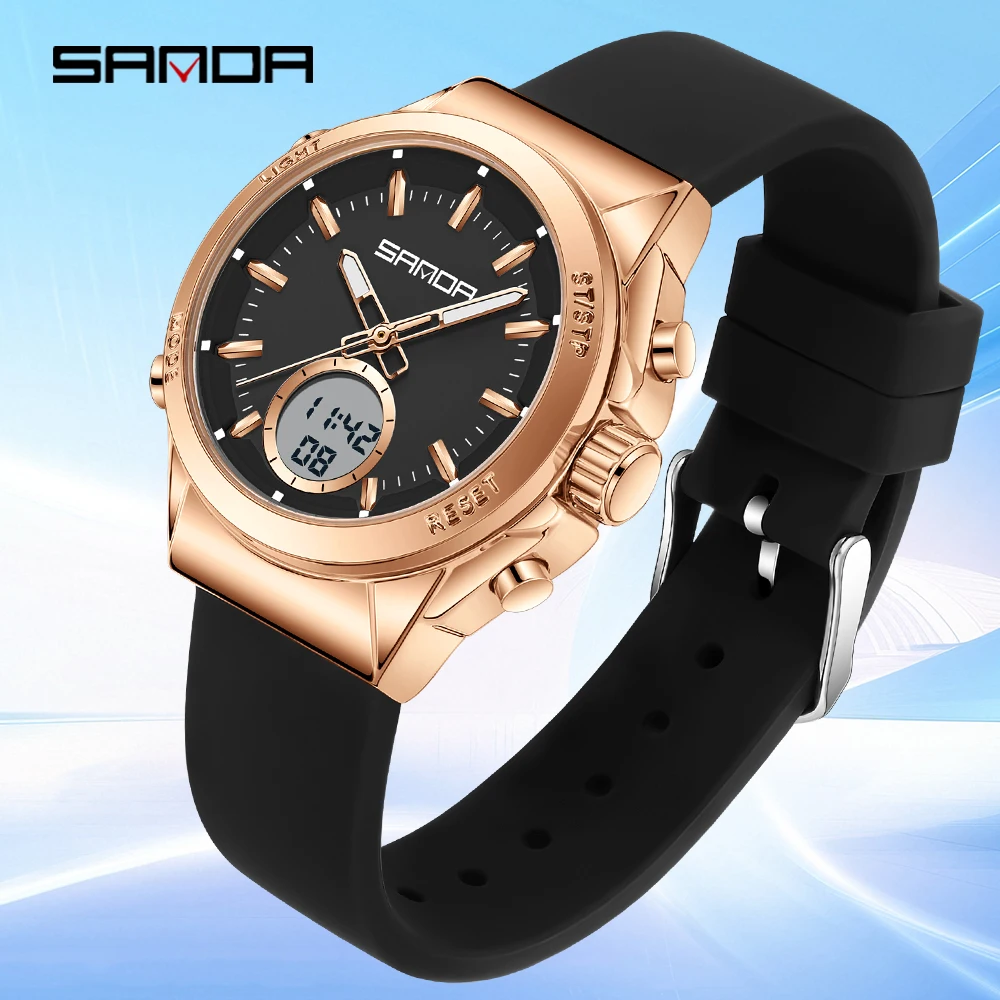 

SANDA 9103 Универсальные студенческие электронные часы для мужчин и женщин, многофункциональные водонепроницаемые светодиодные модные студенческие электронные часы