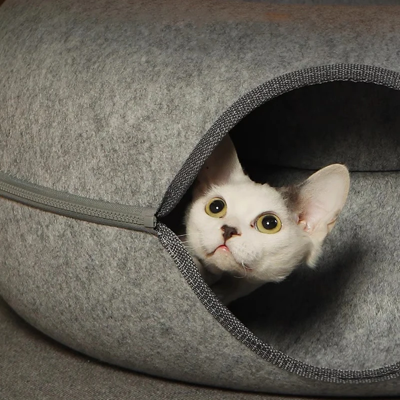 Cat Bed Donut Felt Cat Nest Fun Interactive Toy Tunnel Spliceable  Kitten Cat Exercising Toy Pet Products Cat Villa