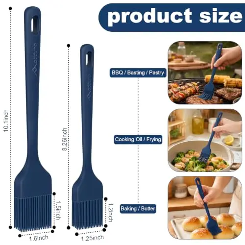 Silicone Basting Brush Set, 2-Pack -Grade BPA-Free Pastry Brush, 446°F Heat Resistant with Reinforced Inner Core, One-Piece