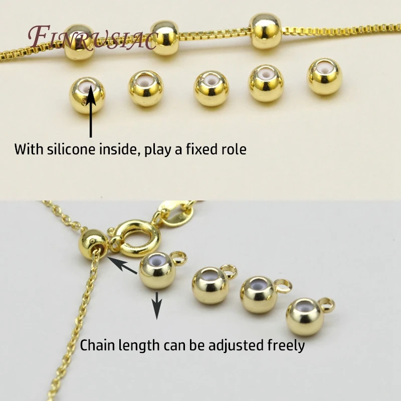18K Gold Plated Positioning Beads For Chain 3/4/5mm Round \