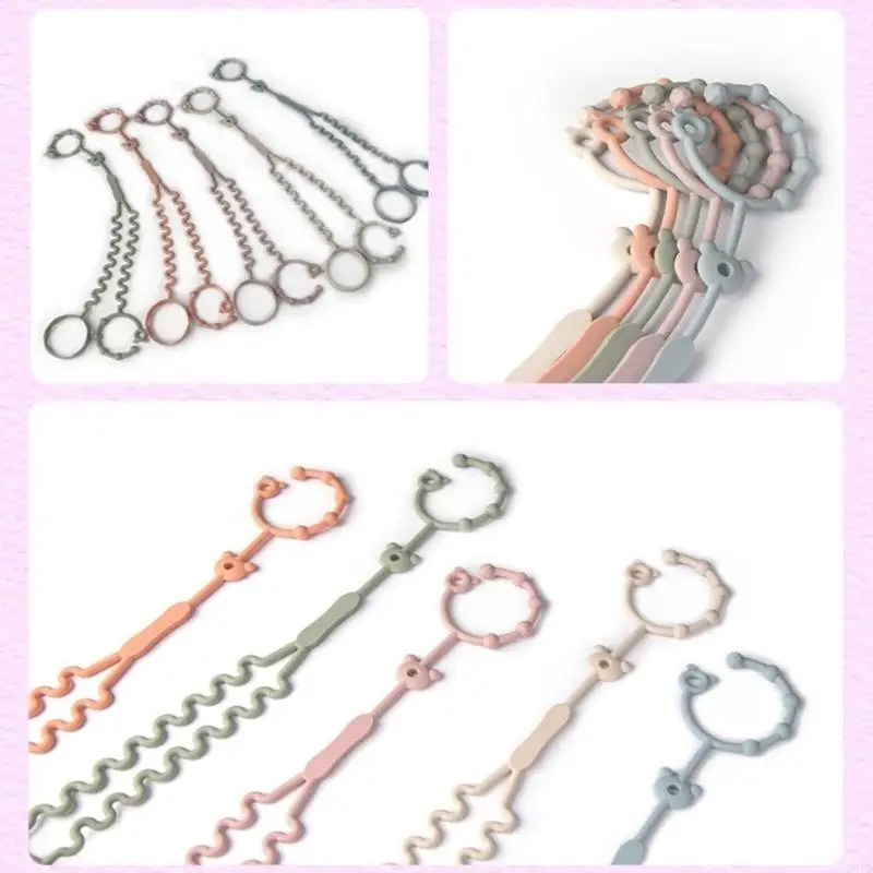 D7YD Trẻ Sơ Sinh Miếng Dán Đồ Chơi Dây Cốc Silicon Kẹp Dây Xích Bình Sữa Cho Xe Đẩy