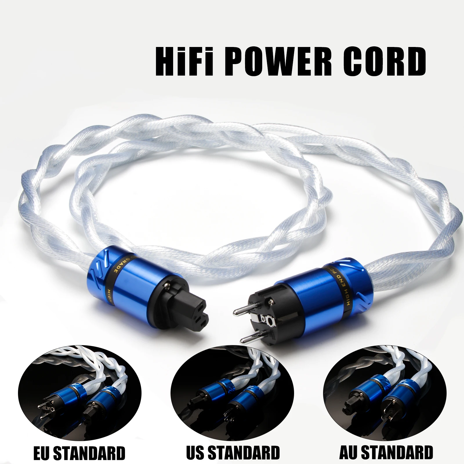 HiFi Power Cable OCC silver-plated decoder power amplifier power cable US/EU/AU plug for Amplifier CD Decoder