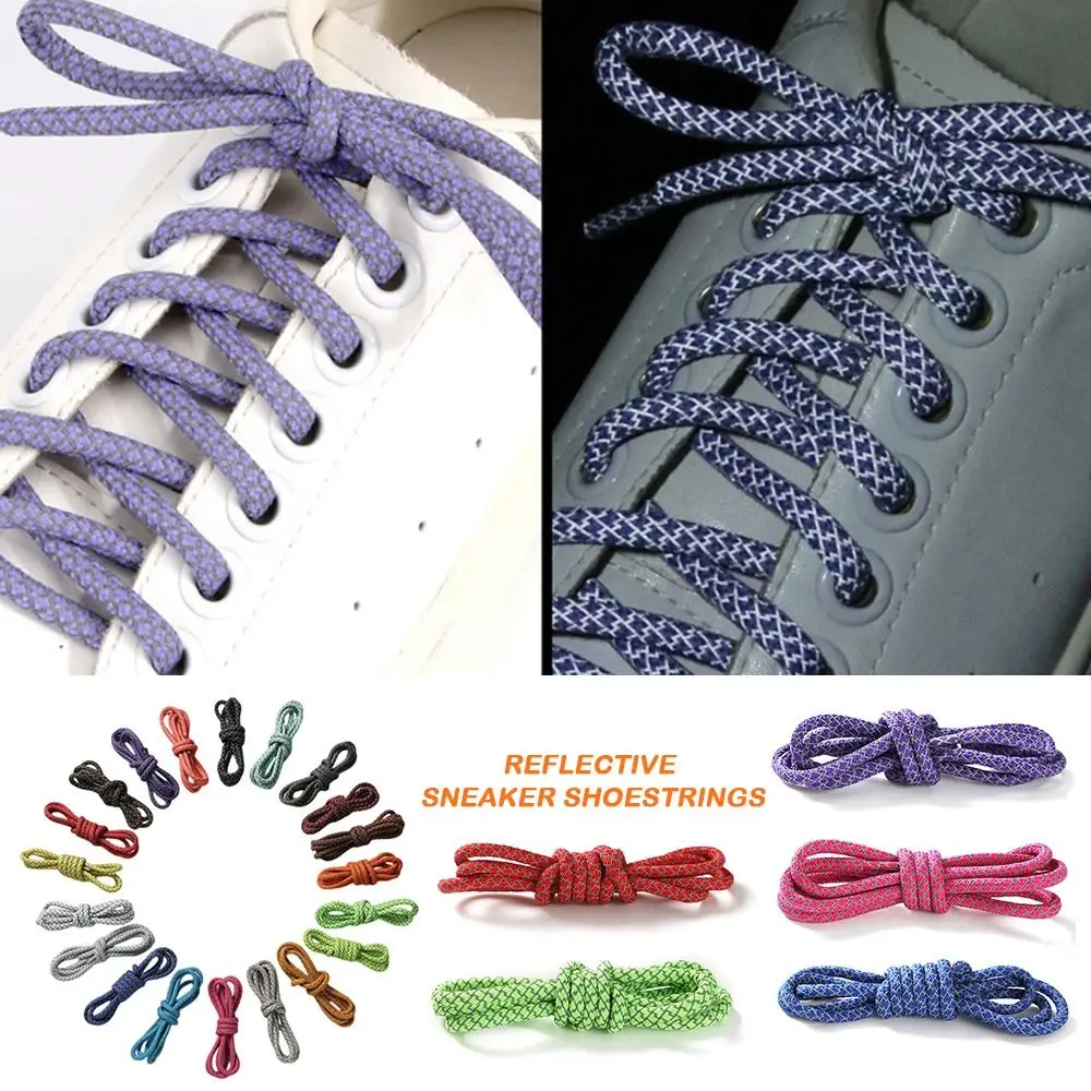 Reflective Reflective Sneaker Shoestrings Colorful Fluorescent Sport Shoelaces 120cm Length Polyester Fluorescent Sneaker Cords