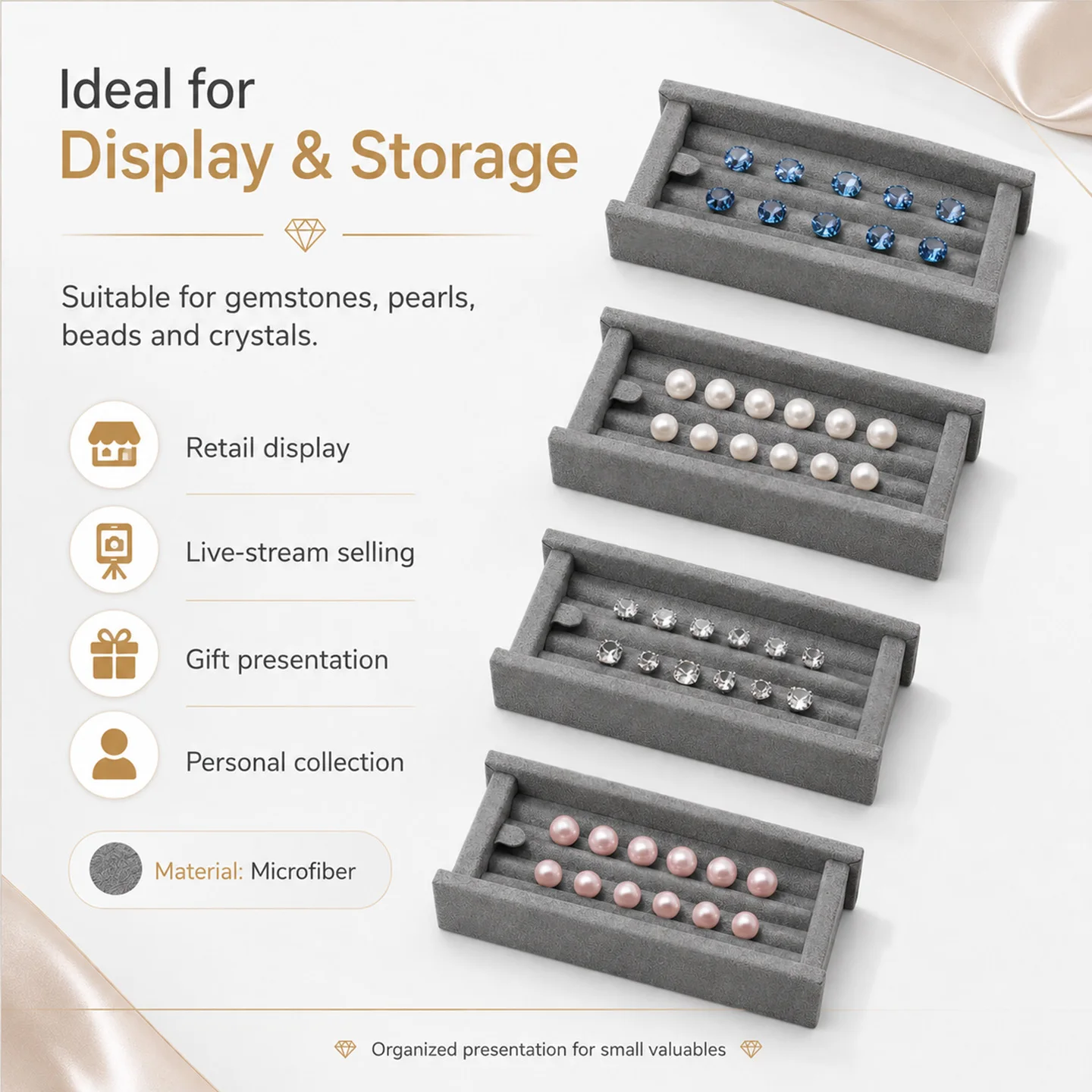 

Gemstone Storage Box Natural Crystal Healing Stones Chakra Jewelry Display Case for Home Decor And Personal Use