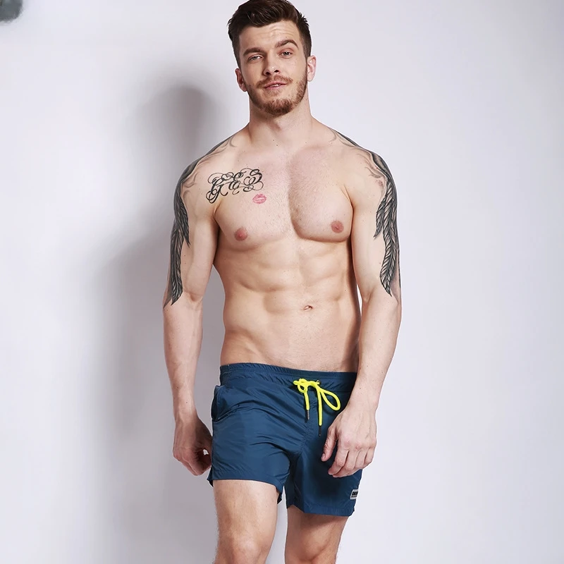 Men's Solid Color 3-Inch Quick-Dry Casual Swim Shorts with Mesh Liner, Trendy Summer Beach Surf Shorts
