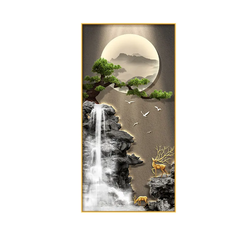 Atmospheric corridor aisle New Chinese-style flowing water generates wealth Hanging paintings Entering the door