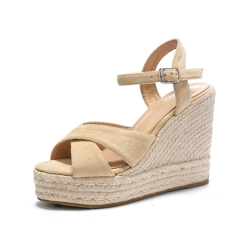 

New Style High-Heeled Wedge Sandals For Women One-Strap Fairy Style Wedge Sandals For Women Summer Roman Sandals