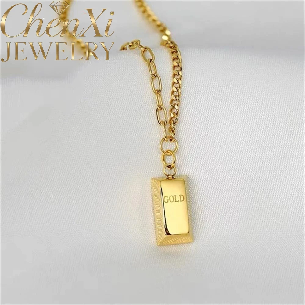 

High-end Sand Gold Small Gold Bar Pendant Luxury Quality Fashion Fine Jewelry Exquisite Elegant Popular Best Charms Young Gift