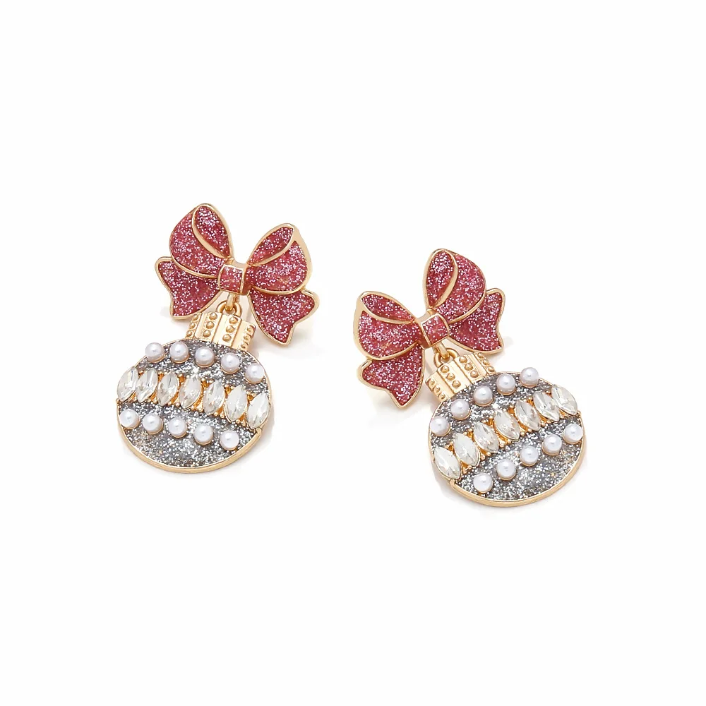 2025 جديد عيد الميلاد الملونة القوس لطيف ديسكو الكرة الأقراط #4