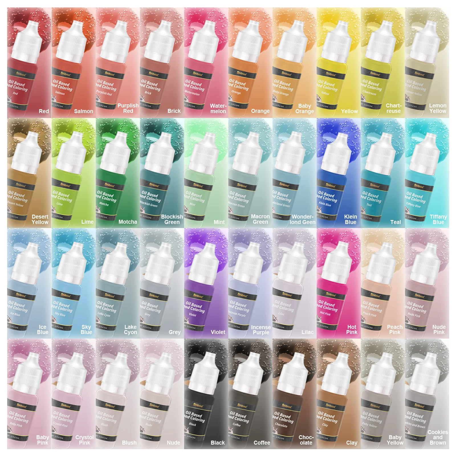 40 Colors Oil Based Pigment Set for Cake Decorating Baking Fondant Macaron Cookie Chocolate Candy Melts Colorant 6ml Bottles