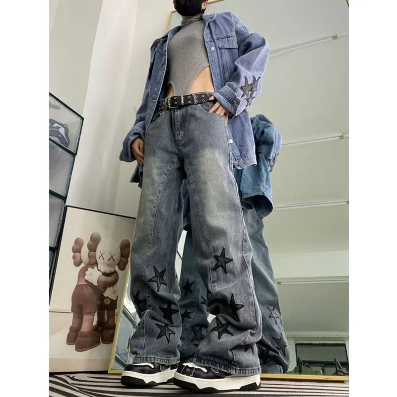 Deeptown Star Girls Y2k Vintage Jeans Women Acubi Harajuku Baggy Streetwear Grunge Denim Pants Korean Fashion Trousers Aesthetic