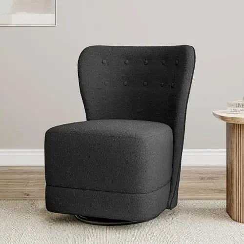Swivel Accent Chair, Modern Upholstered 360° Swivel Barrel Chairs Comfy Small Club Chairs for Nursery, Hotel, Bedroom