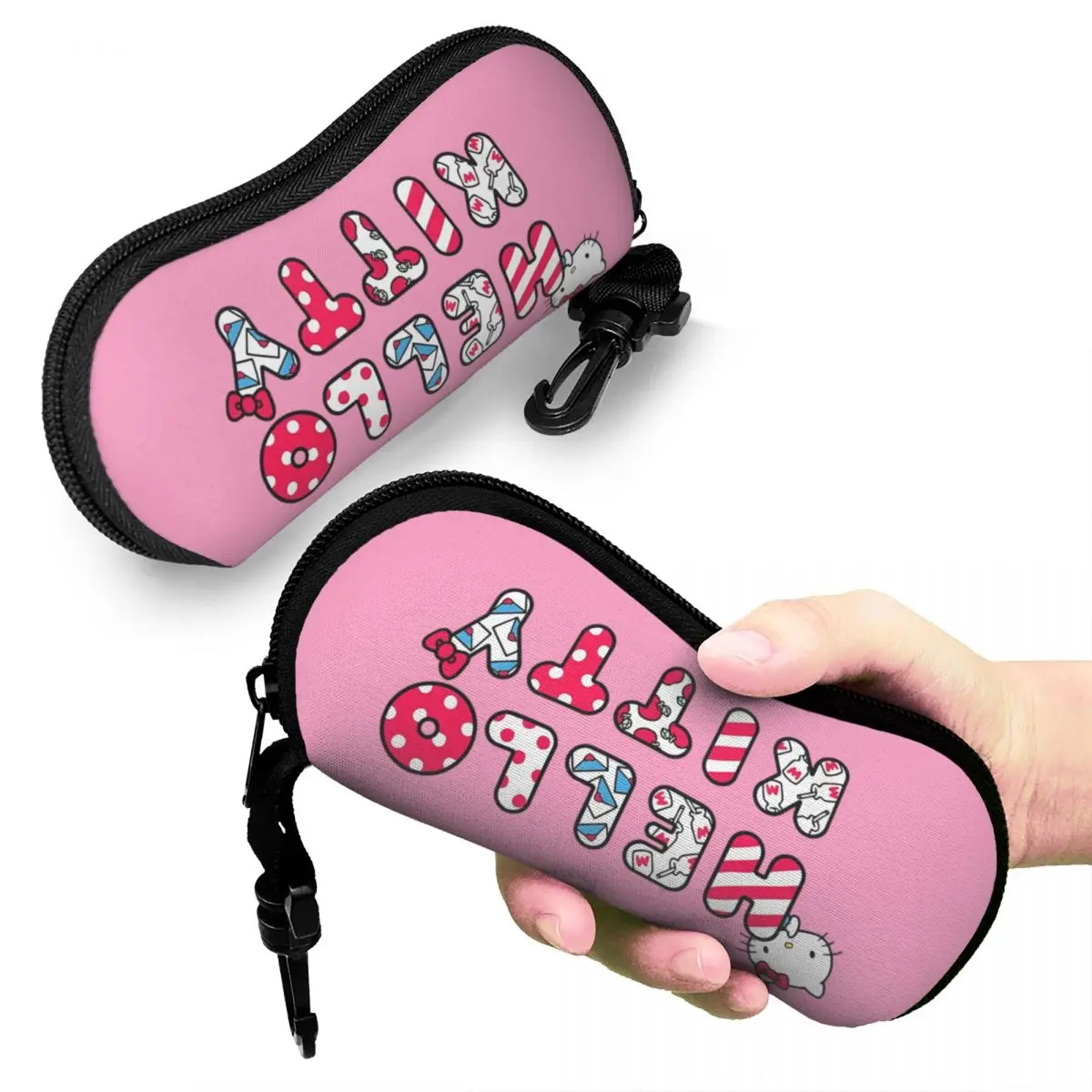 Hello Kitty Logo Retro Icons Glasses Case Travel Accessories Merry Christmas Eyeglasses Storage Box Office Glasses Box