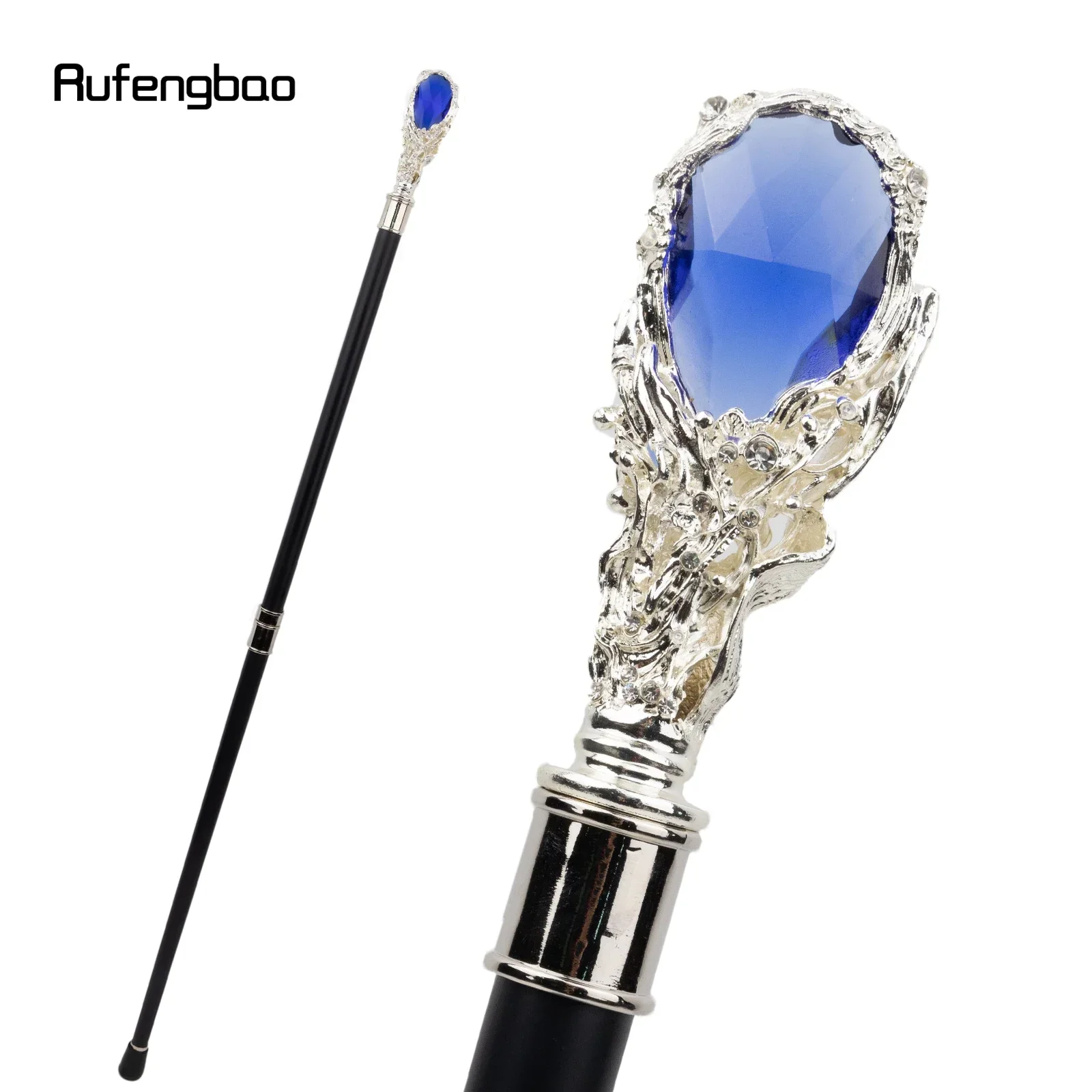 ブルーダイヤモンド ホワイト ウォーキングケーン ファッション装飾用杖 紳士 エレガント コスプレケーン ノブ クロシエ 92cm