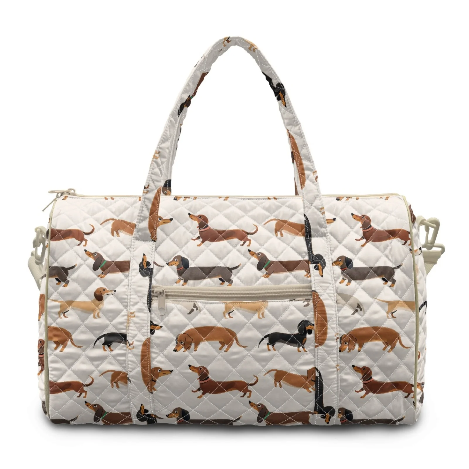 Coloranimal Cute Dachshund Dog New Trend Lightweight Quilted Duffle Bag for Womens Polyester Quilted Travel Duffels