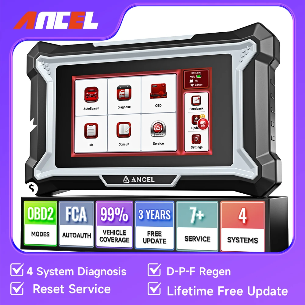 ANCEL DS100 OBD2 Car Diagnostic Tool ABS SRS Engine AT Oil BMS ETC 7 Reset Lifetime Free Update OBD 2 Automotive Scanner