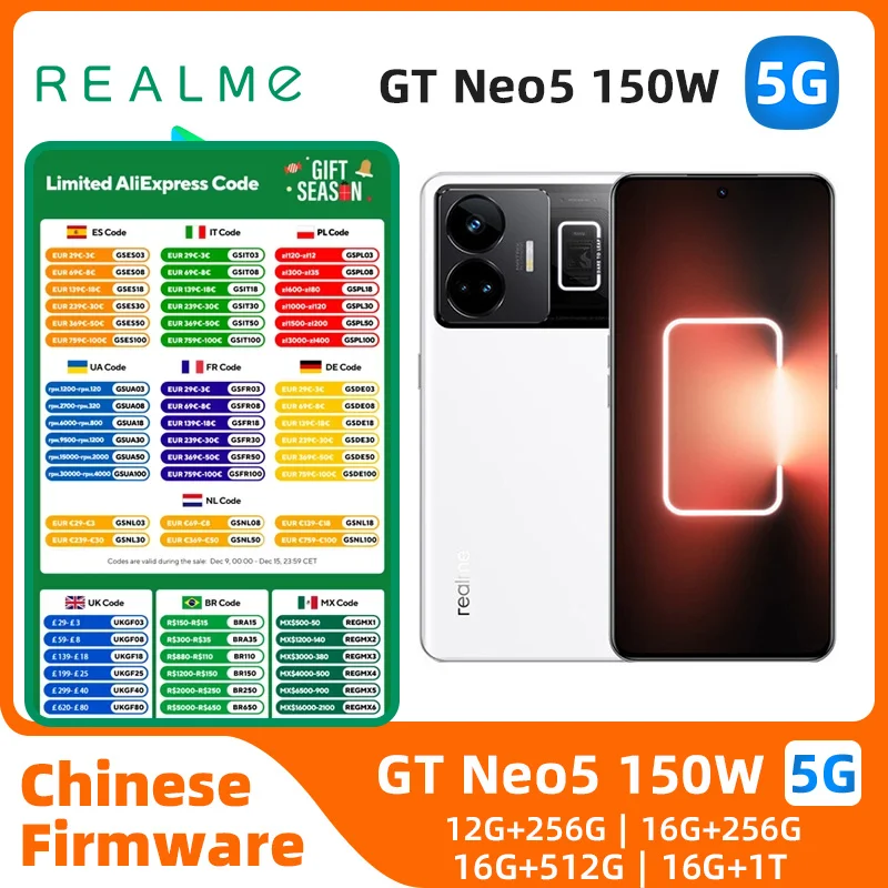 Realme GT Neo5 안드로이드 언락 휴대폰, 6.74 인치, 256G, 150W, 240W 충전, 모든 색상, 좋은 상태, 정품 중고