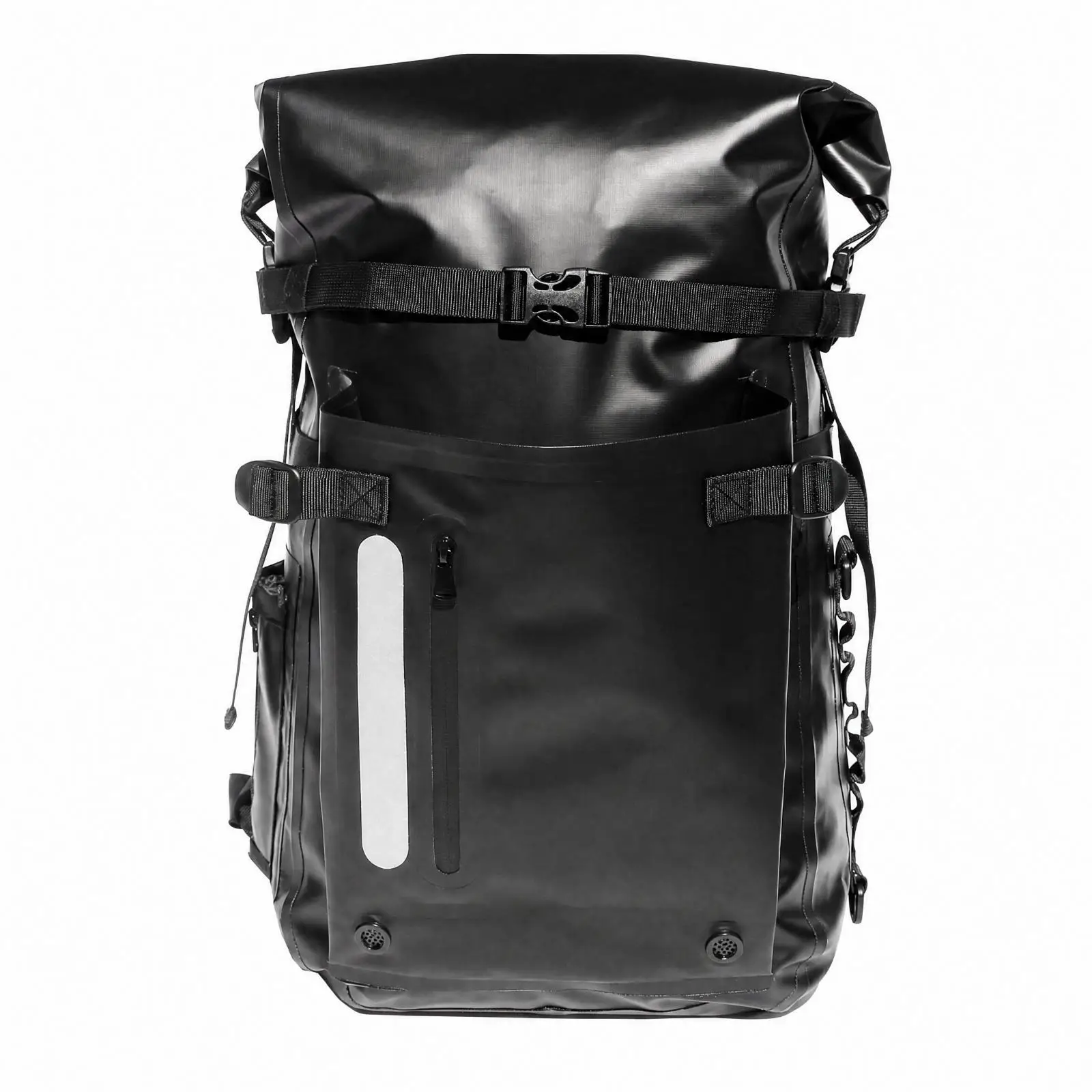 PVC Waterproof Diving Fins Backpack Roll Top Dry Bag 30L for Scuba Gear Snorkel Equipment with Front Zipper Pocket and Drainage