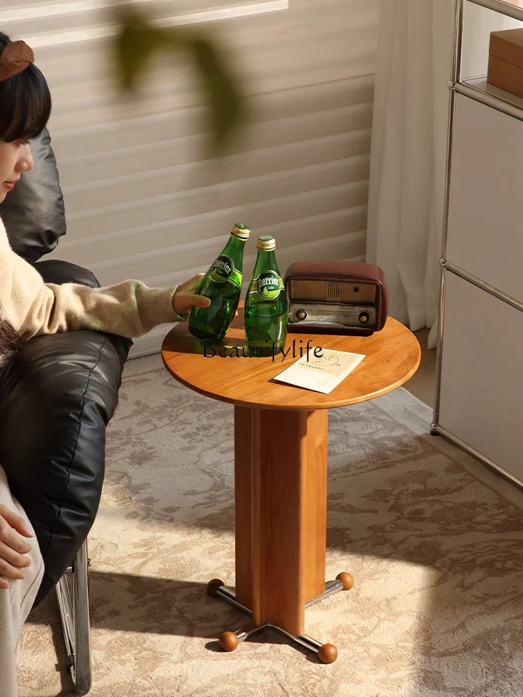 

ls 27New Chinese bedroom bedside cabinet mobile solid wood French retro sofa side table