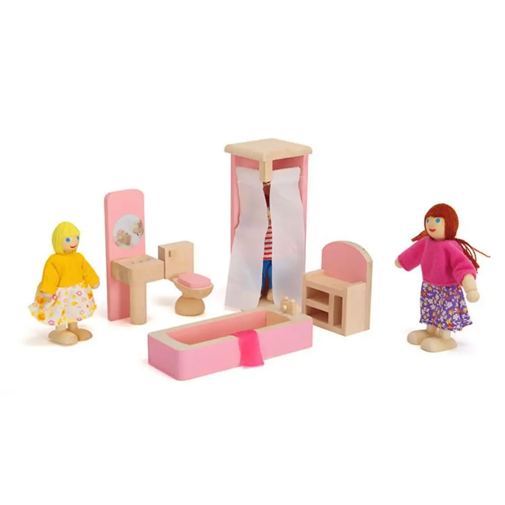 Holz Menschen Puppen Familie Mehrfarbige Gelenk Mobilität Spielzeug Figur Set Kinder Geschenk Foto Requisiten Holz Puppe Puppenhaus – Detail 5