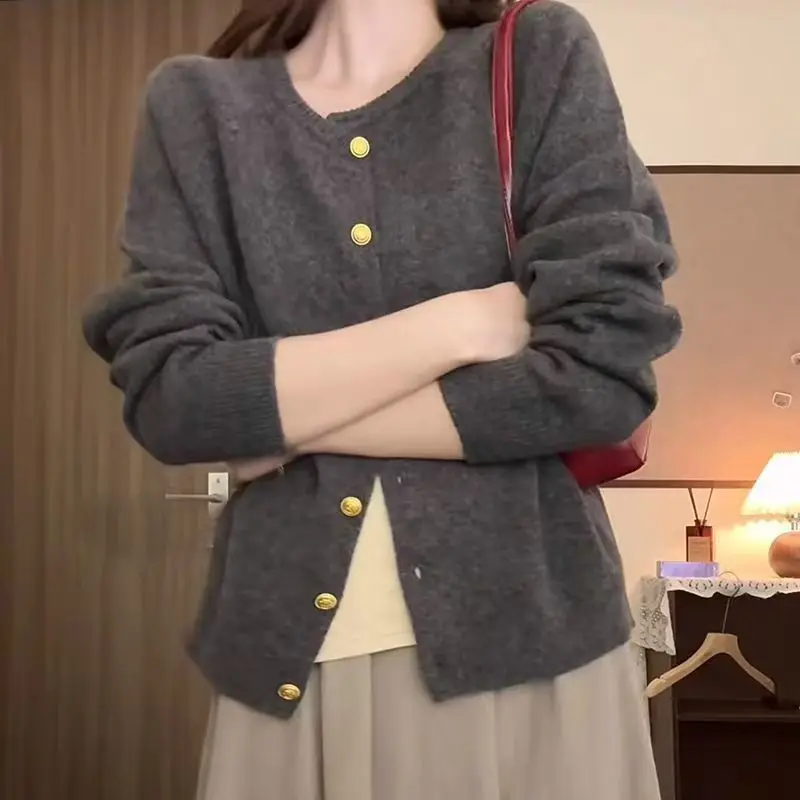 الوردي محبوك سترة المرأة سترة قصيرة ربيع الخريف موضة س الرقبة طويلة الأكمام متماسكة القمم السيدات البلوز #5