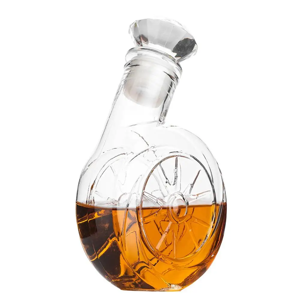 Crystal Clear Wine Decanter with Geometric Stopper 500ml Glass Whiskey Accessories for Home Decor and Gifting