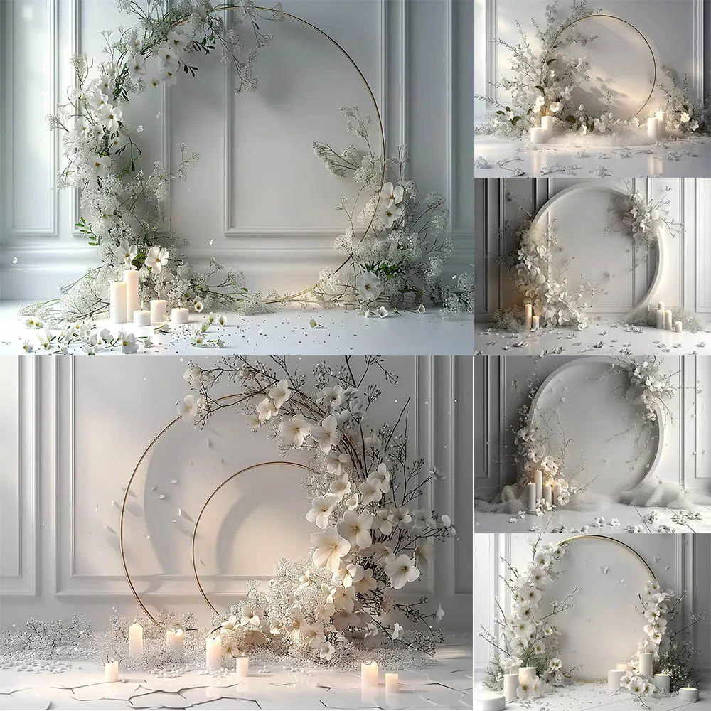 

Wedding Stage Photography Backdrops Aesthetic Luxury Flower Decoration Indoor Vintage Luxury Wall Photo Studio Background