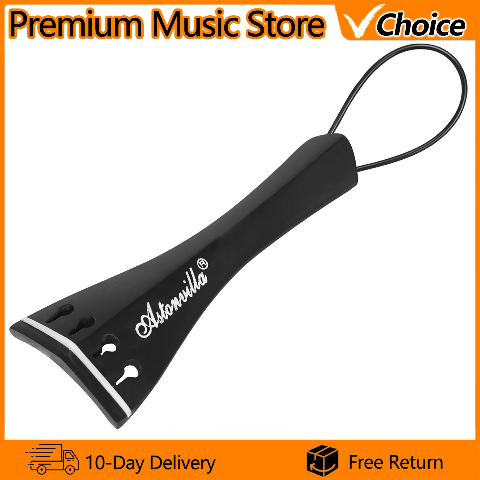 Astonvilla Violin Tailpiece 4/4 Fiddle Ebony Tailpiece High-End Drawstring Board Violin Replacement Instrument Parts Accessories