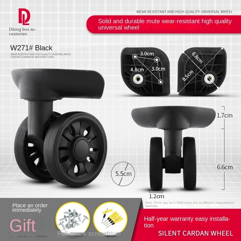 Dilong w271 acessórios da roda do compartimento de bagagem trolley caso compartimento de bagagem universal roda substituição 360 graus