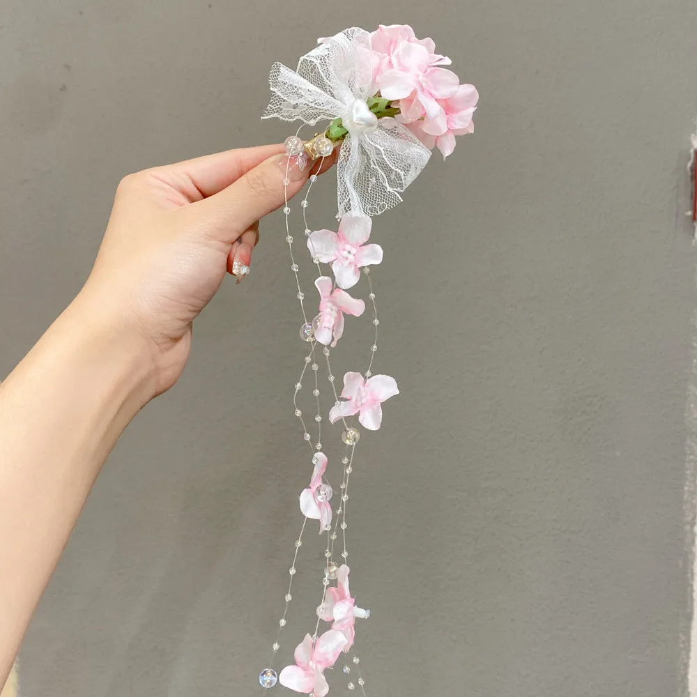 

Fabric Lace Bow Hair Clip Female Sweet Flower Elegant and Versatile Duckbill Clip Hair Accessories