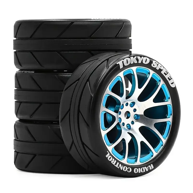 1/10 RC-Rennräder und Reifen-Set – 12-mm-Sechskant-Metallfelgen für Tamiya TT01/TT02/XV01/XV02, HSP, HPI, Kyosho – On-Road-Auto-Upgrade – Detail 4