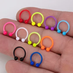 10/20/30pcs Flexible Horseshoe Colorful Nose Ring Acrylic Lip Eyebrow Septum Piercing Cartilage Earrings Random Color 16G 8mm