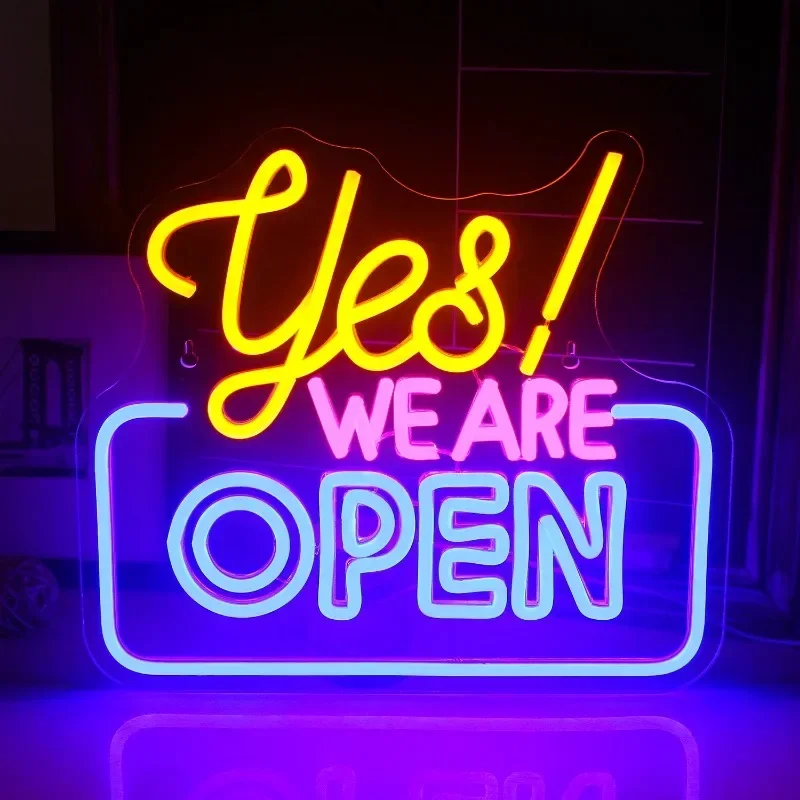 Imagem -03 - Neon Dimmable Led Light Sign Placa de Publicidade Empresarial Display Sign Bar Shop Coffee Salon Hotel Store Sim Estamos Abertos