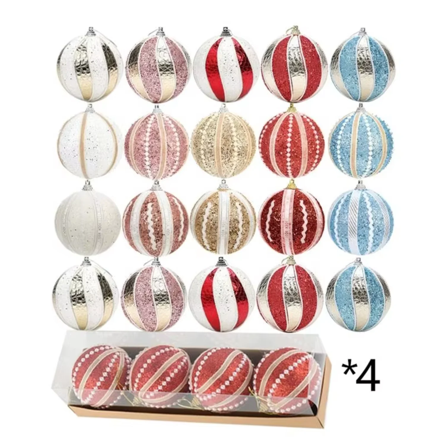 8cm multi-color Christmas tree decoration ornaments thread foam balls