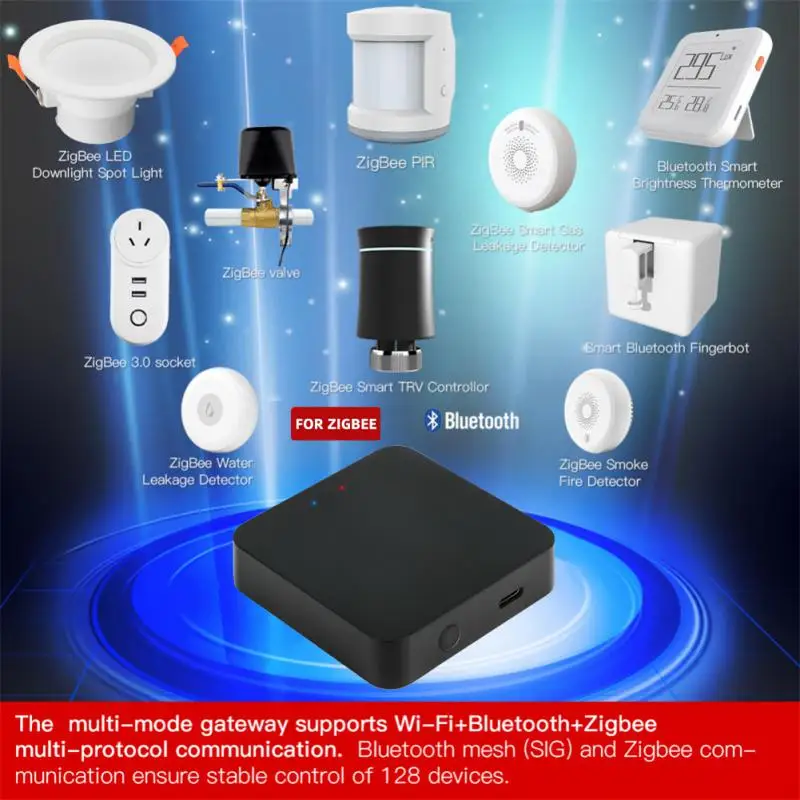 ZigBee-Puerta de enlace inteligente multimodo, Hub de malla compatible con Bluetooth 3,0, funciona con la aplicación inteligente Tuya, Control por