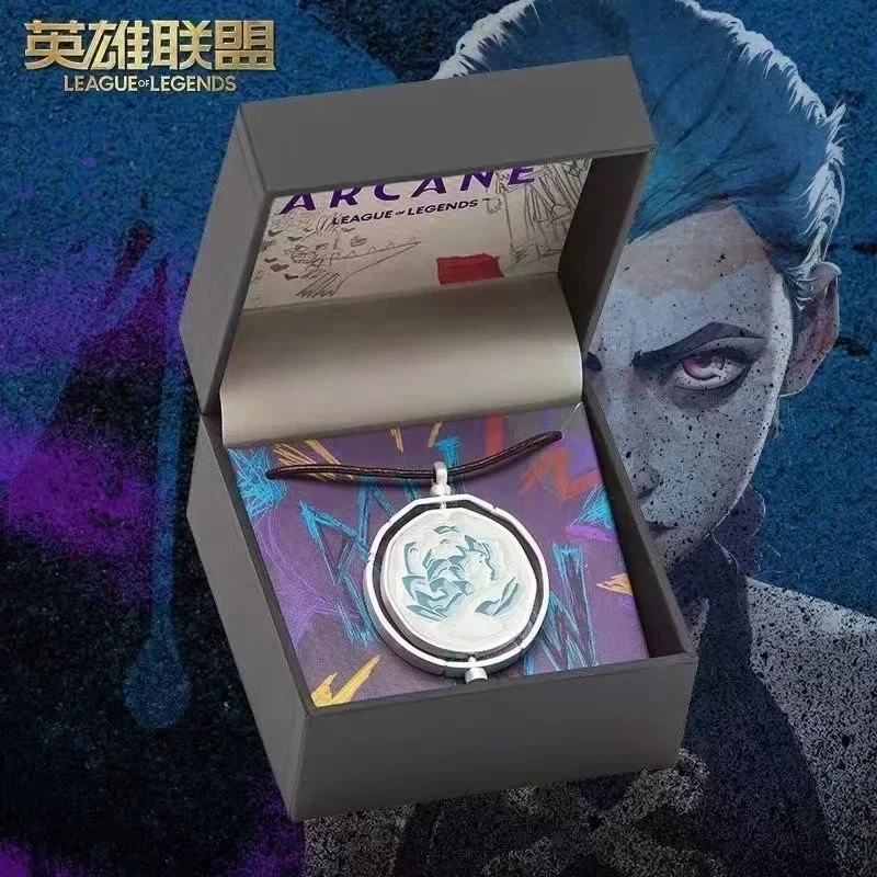 League Of Legends Arcane Season 2 Same Style Jinx Ekko Portrai Headt Rotating Blue Rose Pendant Necklace Friends Lovers Gifts