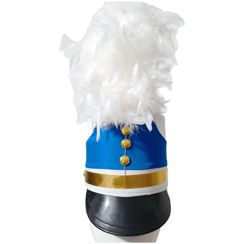 Stylish Drummer Hat Striped Marching Band Guard Parade Cap Drum Band Hat Halloween Theme